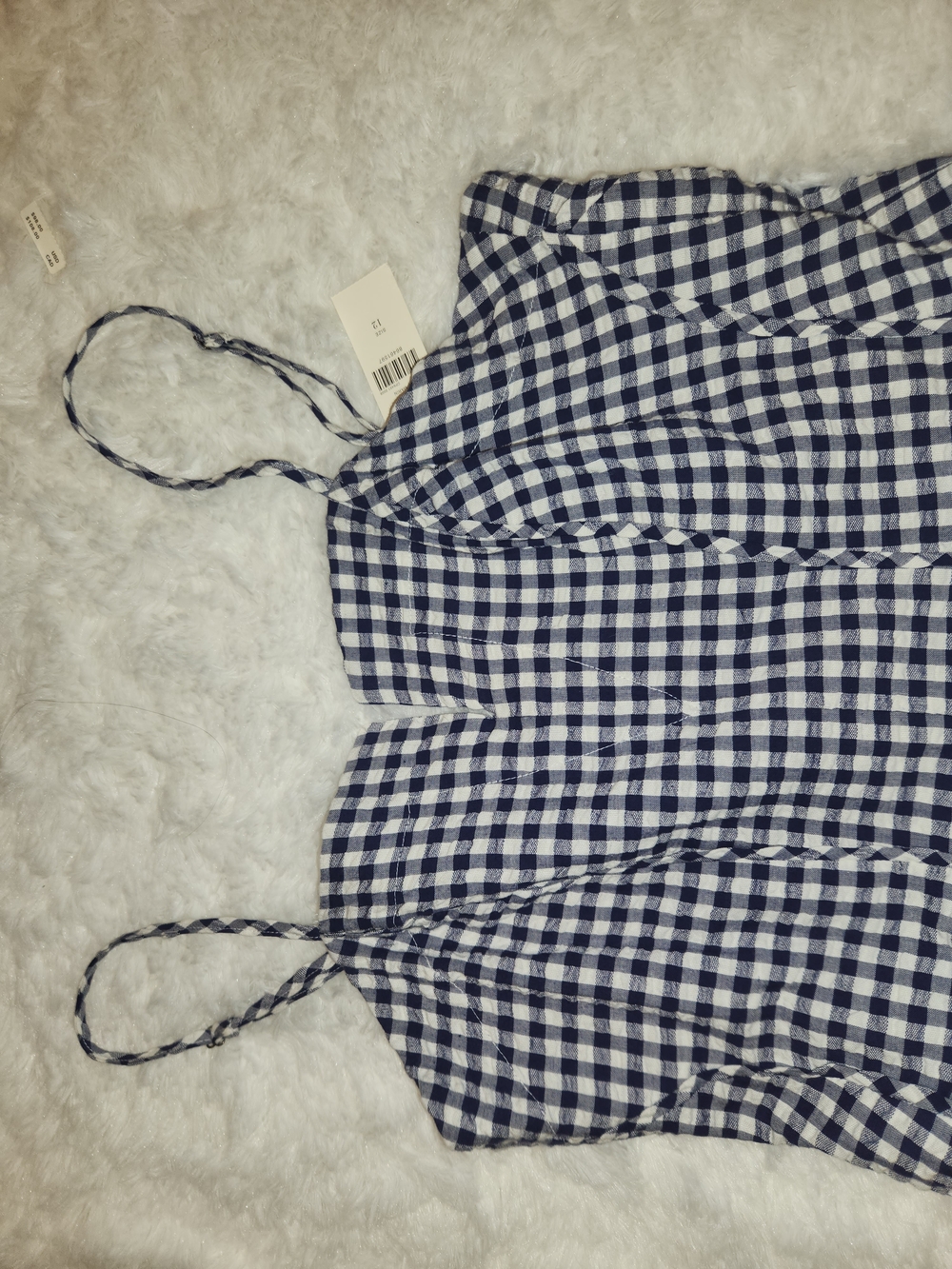 Blue Gingham Spaghetti Strap Mid Length Dress - Picture 5 of 6